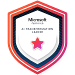 Microsoft Certified: AI Transformation Leader badge. Opens the credential on Microsoft Learn.